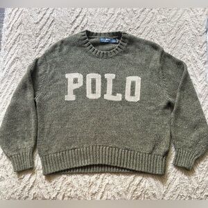 Polo Ralph Lauren Logo Green Knit Sweater L